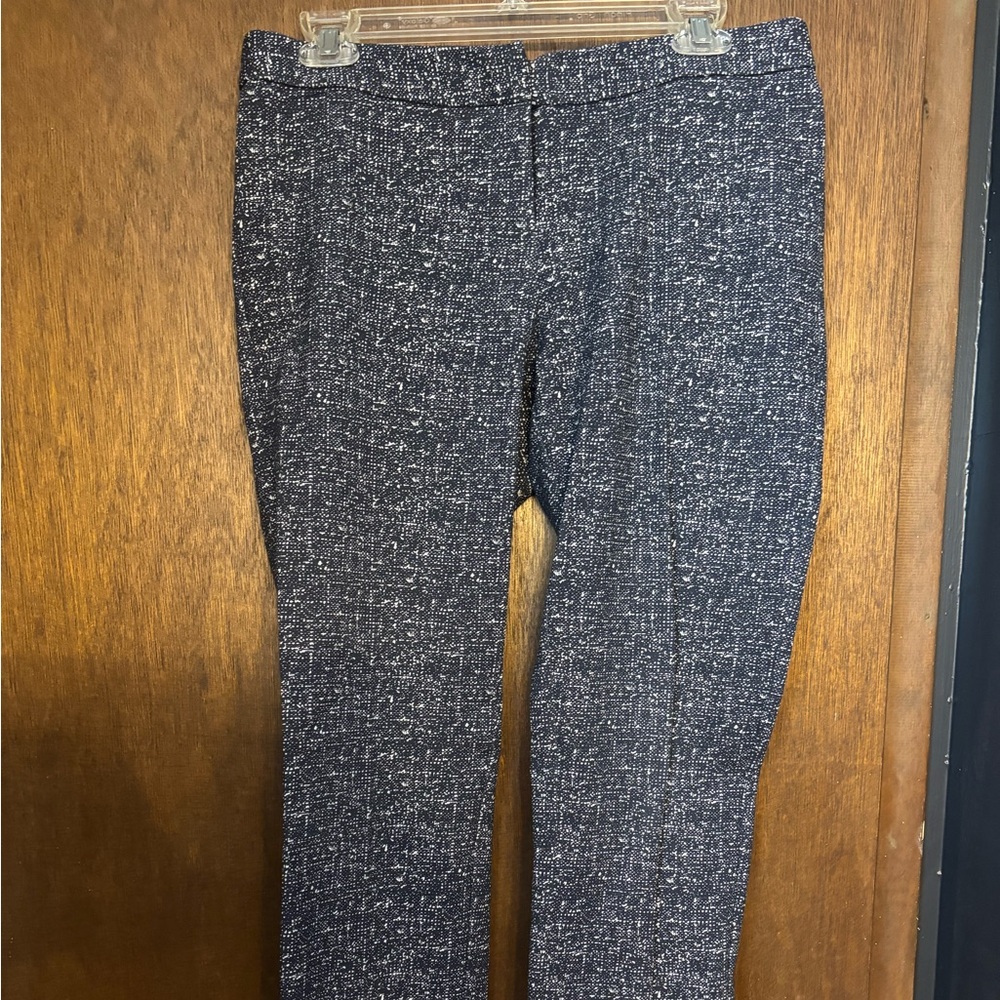 Lightweight Navy and White Tweed Pants. Slit-style back pockets. Straight-leg.